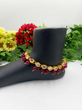 Traditional Gold Plated Handcrafted Brass Kundan Red Anklet Payals For Women payal